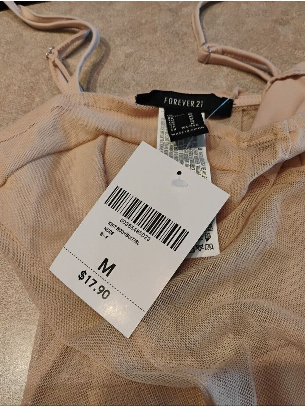 Sexy Forever 21 S,M,& L Available Sheer And Satin Light Pink/ Nude Bodysuit - Picture 3 of 6